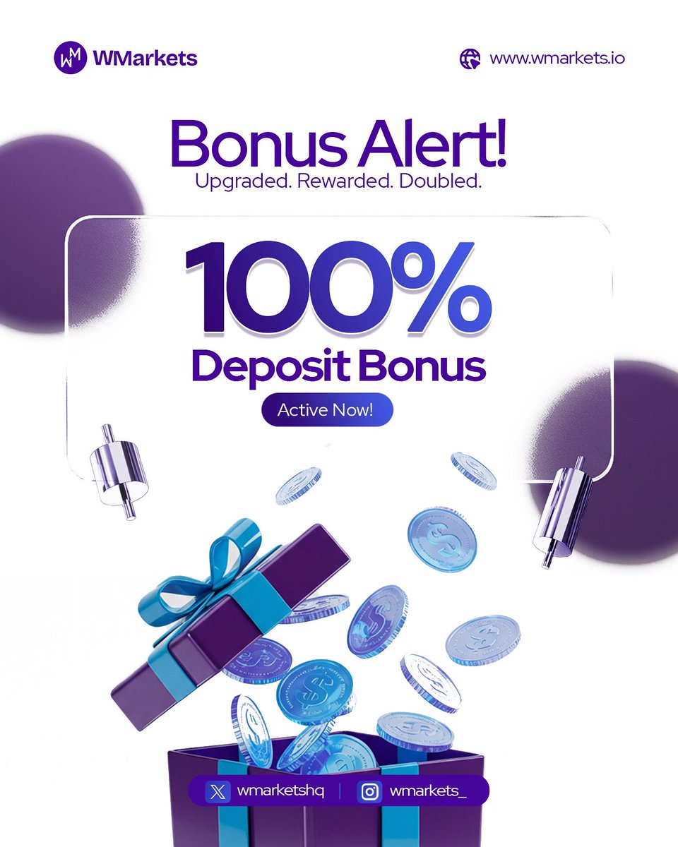 Enjoy a 100% Deposit Bonus when you fund your account this July🚀

T&amp;C Apply👇

wmarkets.io
