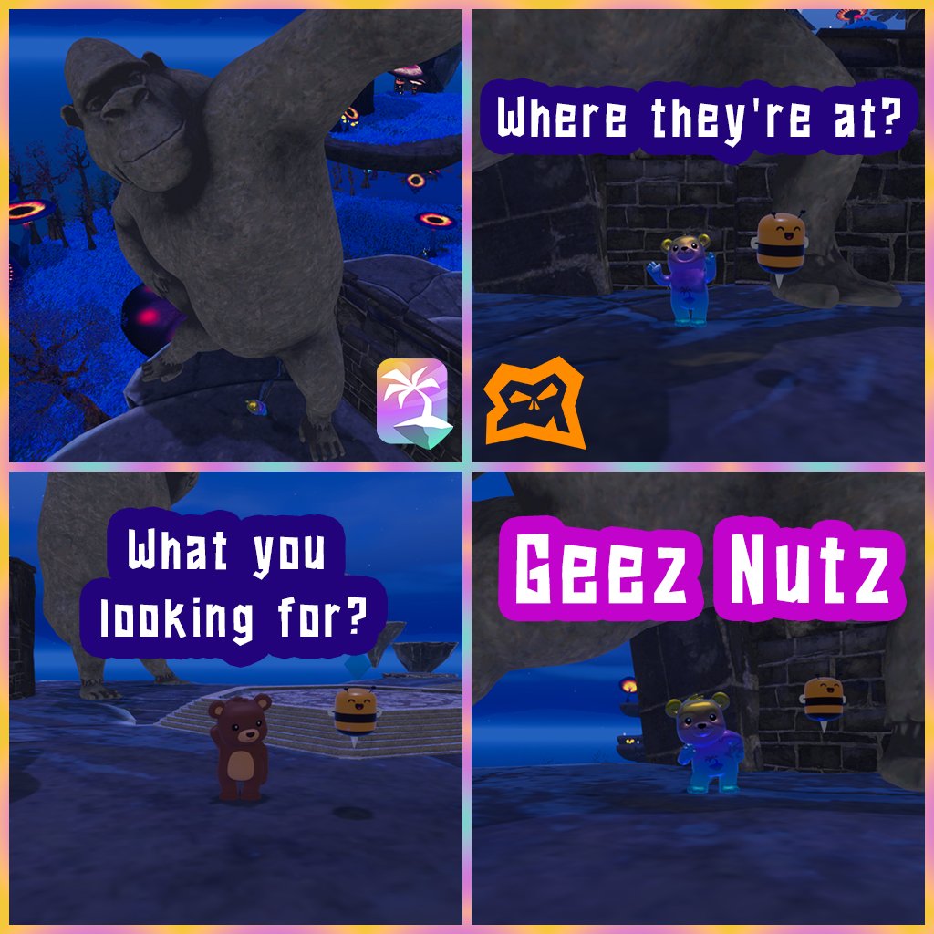 Ayooo, the UGC Contest is back 🤩 
Here's my In-Game Meme Submission for the <a href="/GeezOnApe/">GeezOnApe</a> X <a href="/niftyisland/"></a>  UGC Contest 🏝️🦍