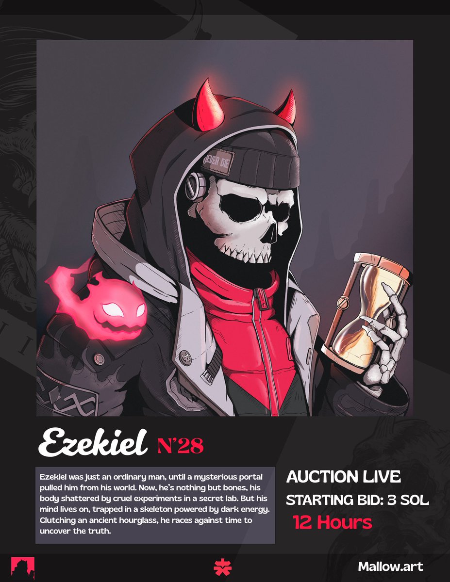 AUCTION LIVE 🟥⬛️
Ezekiel on <a href="/mallowdotart/">mallow</a>
Starting Bid: 3 SOL 
12 Hours