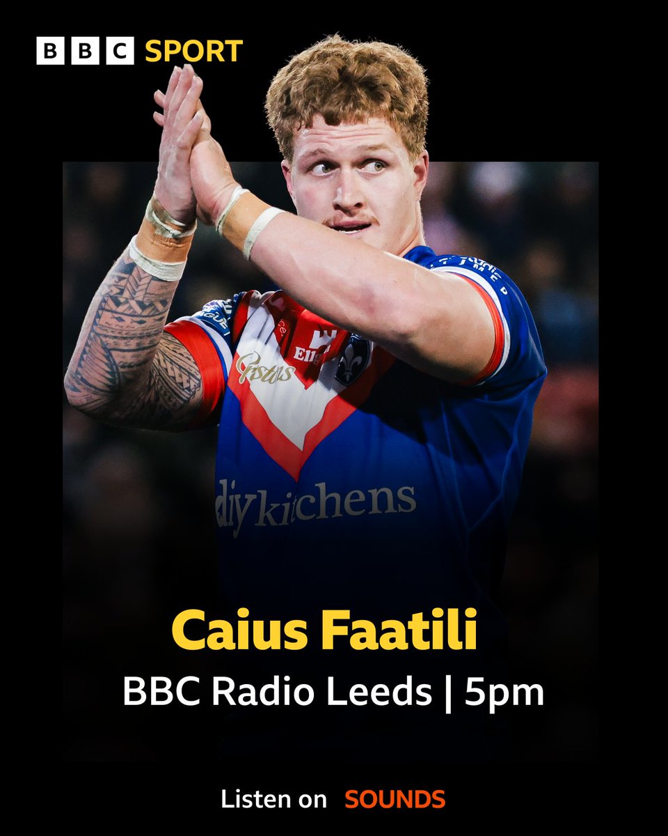 BBCWYS's tweet image. 🚨 COMING UP!
⚜️ @WTrinityRL star Caius Faatili is @rlwithjd's full-time guest on @BBCWYS
🕔 5pm
📻 @BBCLeeds
📡 92.4FM | DAB | Online
🌍 bbc.in/3bSj5jt