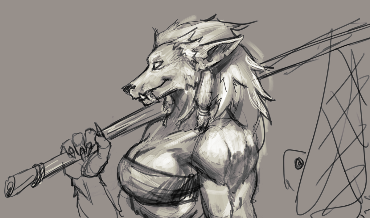 Snook8's tweet image. Doodle of Kynis.
My mind is troubled hmm. Hers ain't. 
#myart #snook #kynis #worgen #doodle