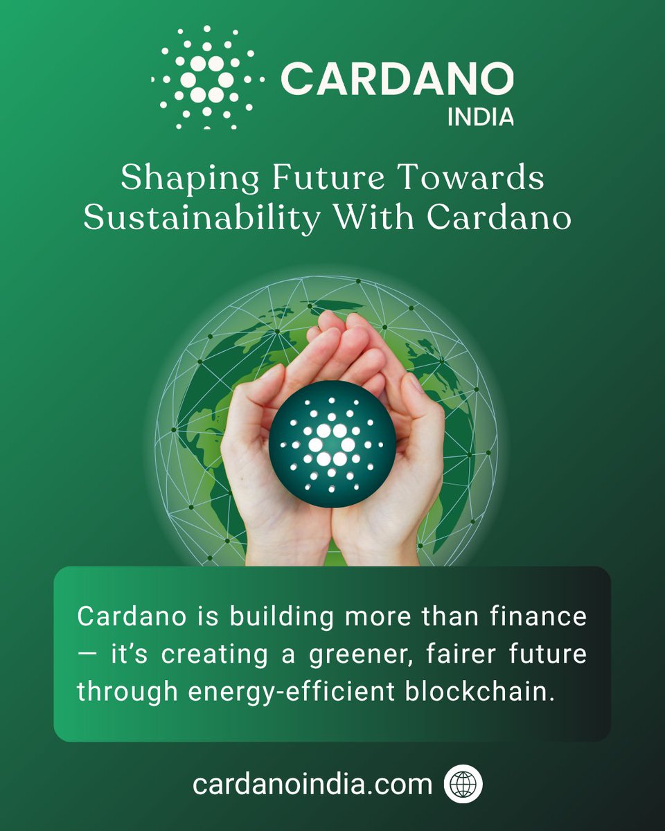 Cardano’s mission goes beyond financial decentralization — it’s about creating a greener, fairer world through technology.
With its low-energy architecture and support for ethical applications, Cardano is shaping the future of blockchain with purpose.
#SustainableTech #Blockchain