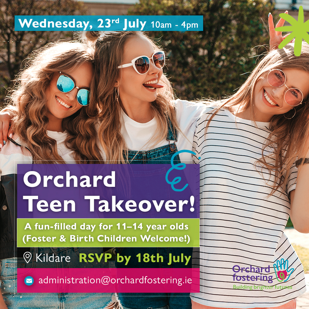 Orchard Fostering (@ocsfostering) on Twitter photo Orchard Teen Takeover is coming!
On July 23rd, weโre inviting all 11โ14 year olds in our Orchard community to join us for a day packed with energy and fun!
โก๏ธ RSVP by 18th July to:
๐ง administration@orchardfostering.ie
We canโt wait to see everyone there! ๐ Orchard Teen Takeover is coming!
On July 23rd, weโre inviting all 11โ14 year olds in our Orchard community to join us for a day packed with energy and fun!
โก๏ธ RSVP by 18th July to:
๐ง administration@orchardfostering.ie
We canโt wait to see everyone there! ๐