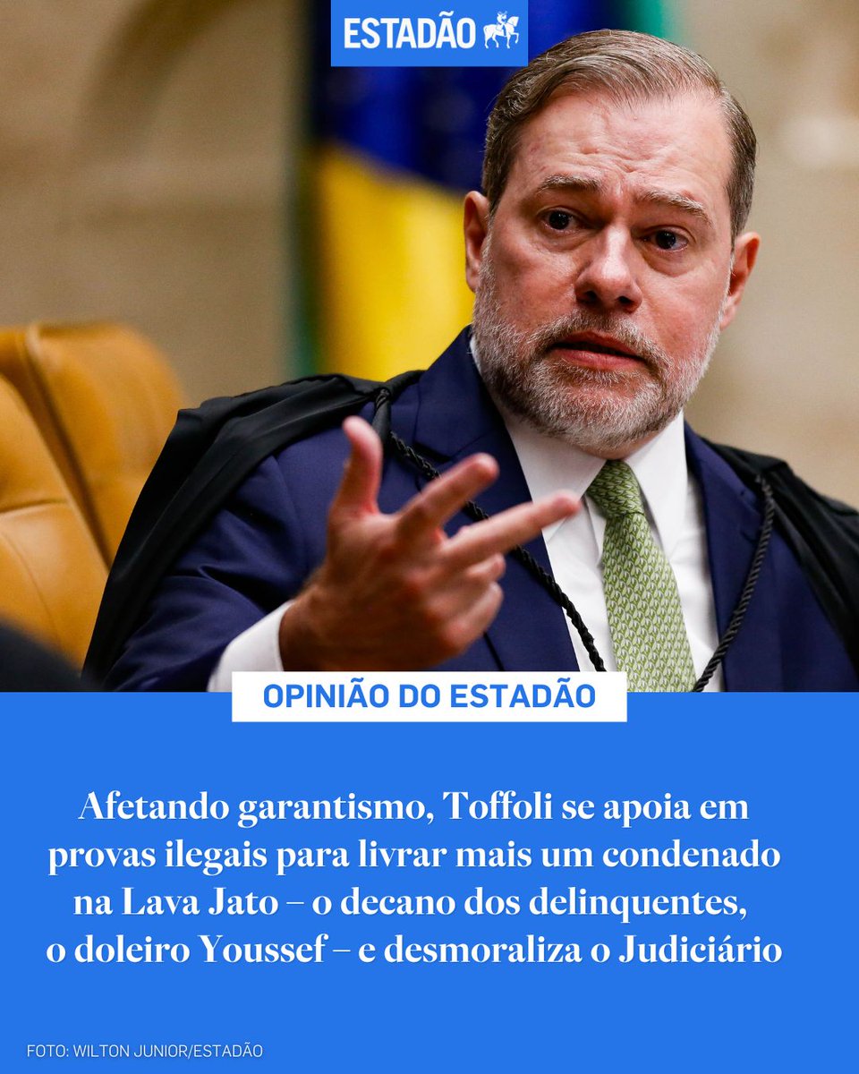 Estadão 🗞️ (@estadao) on Twitter photo EDITORIAL: Farisaísmo no Supremo – Sozinho, Dias Toffoli emporcalhou a história republicana do Supremo e, como se isso não bastasse, degradou ainda mais a confiança dos brasileiros no sistema de Justiça deste país bit.ly/4nTla1O (<a href="/opiniao_estadao/">Opinião Estadão</a>) EDITORIAL: Farisaísmo no Supremo – Sozinho, Dias Toffoli emporcalhou a história republicana do Supremo e, como se isso não bastasse, degradou ainda mais a confiança dos brasileiros no sistema de Justiça deste país bit.ly/4nTla1O (<a href="/opiniao_estadao/">Opinião Estadão</a>)