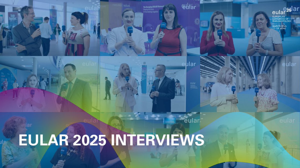 eular_org's tweet image. 🎤 Want to revisit the interviews from the #EULAR 2025 Congress?
Relive key moments and hear from leading voices in rheumatology through our official EULAR 2025 Playlist, featuring exclusive conversations recorded during the congress.
👉 Watch now: pulse.ly/7yc1ues3hm
