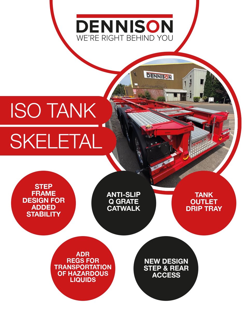 The Dennison ISO Tank Skeletal is your go-to for safe, stable liquid &amp; gas container transport.
It features a low-centre slope-frame, easy rear access with steps, your choice of 4 or 8 locks, plus a stainless drip tray for spill safety.

We’re right behind you. 🚛