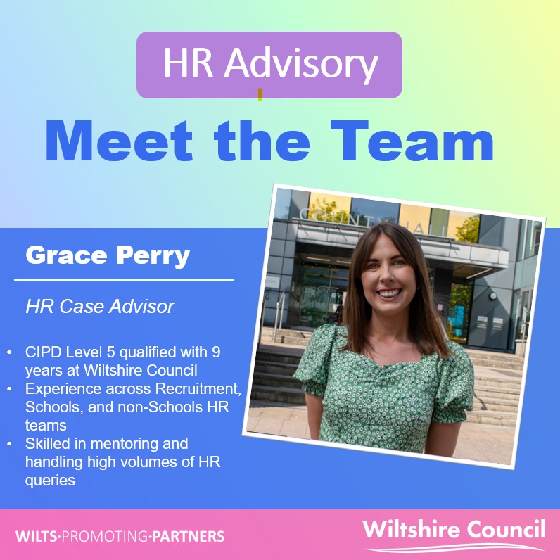Wilts Promoting Partners (@wiltspartners) on Twitter photo 👋 Meet some of our team members who provide HR&OD Services to our internal and external customers.
Next we have Grace Perry, our HR Case Advisor.
If you require any HR Support, get in touch - we'd be happy to help:
📞 01225 713740
📧 WiltsPromotingPartners@wiltshire.gov.uk 👋 Meet some of our team members who provide HR&OD Services to our internal and external customers.
Next we have Grace Perry, our HR Case Advisor.
If you require any HR Support, get in touch - we'd be happy to help:
📞 01225 713740
📧 WiltsPromotingPartners@wiltshire.gov.uk