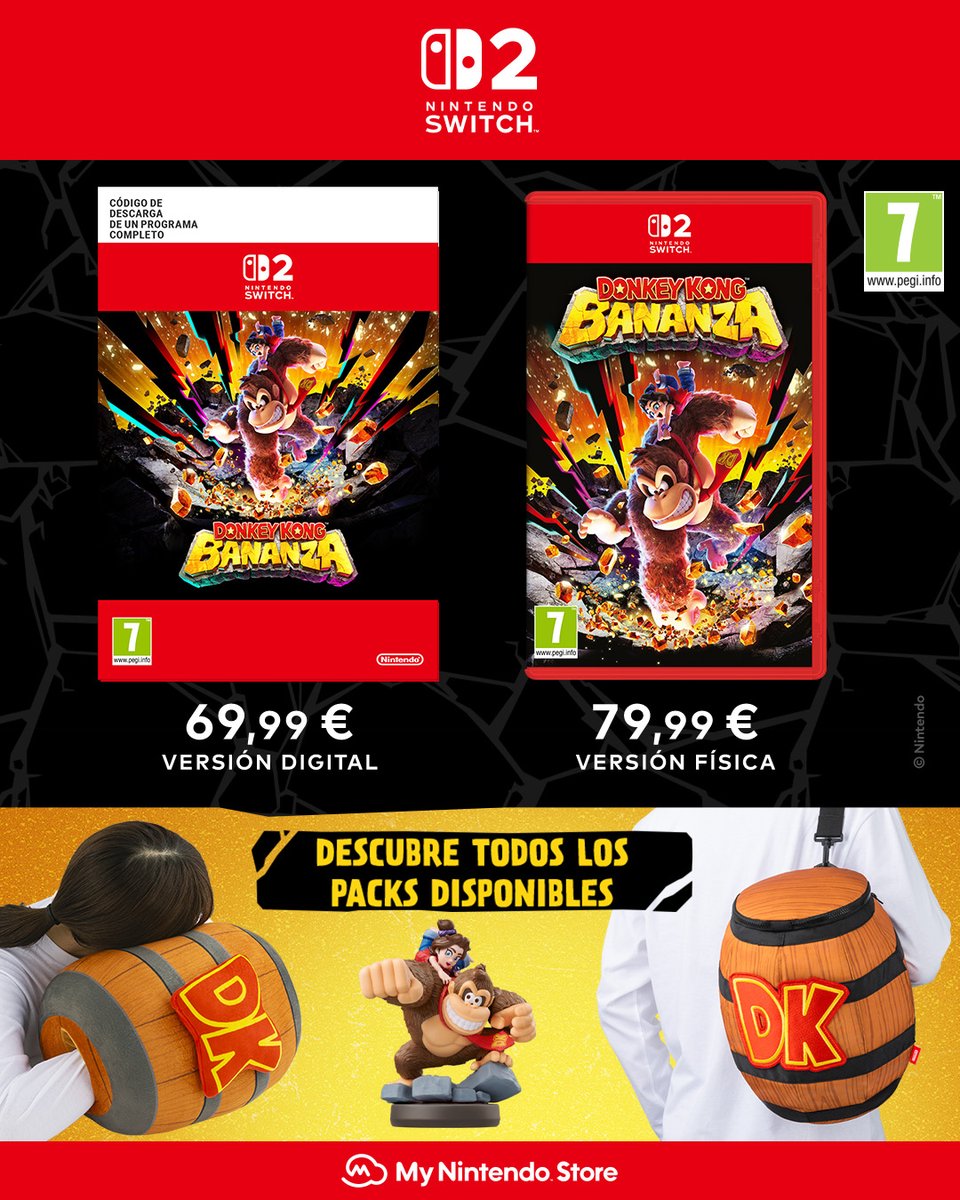 Ayuda a Donkey Kong a abrirse paso por las profundidades del mundo subterráneo en #DonkeyKongBananza, ¡que ya está disponible para #NintendoSwitch2!

¡Recuerda que puedes ponerte a jugar hoy mismo si compras la versión digital en #MyNintendoStore!

🛒:ntdo.com/6010A1TG6