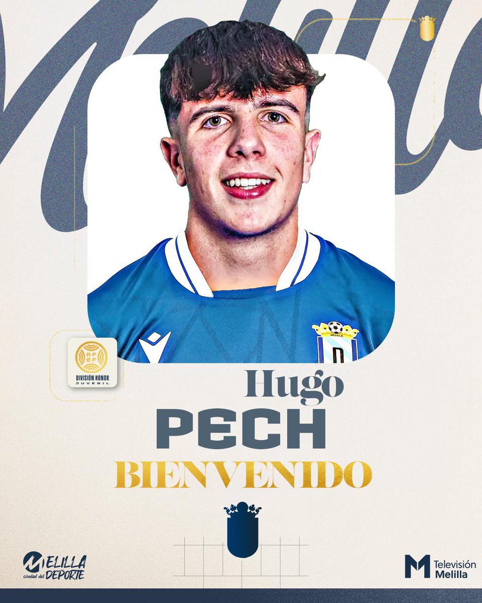 🆕Hugo Pech se incorpora a la <a href="/UDMelilla/">Unión Deportiva Melilla</a> 

💎El joven talento sevillano será parte tanto del #JuvenilDH como del #TerceraFederación 

ℹ️udmelilla.es/talento-para-e…

¡Bienvenido, Hugo! 💙

#HacemosCantera