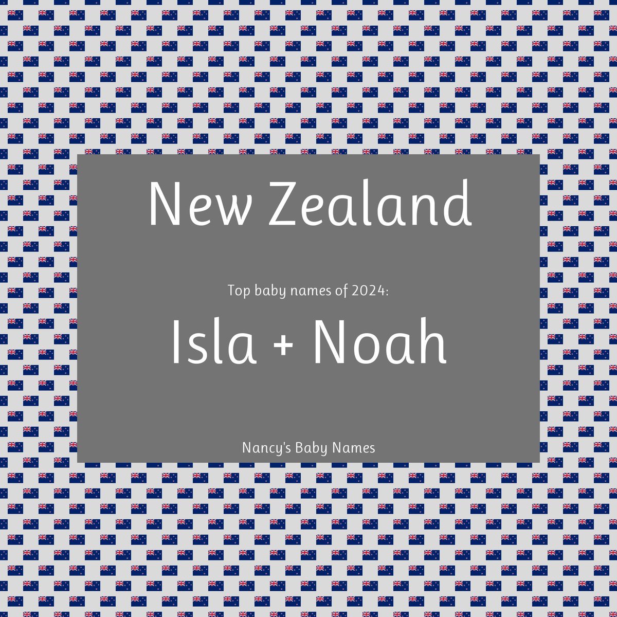 The top baby names in New Zealand in 2024 were Isla and Noah. 
nancy.cc/2025/07/17/pop…