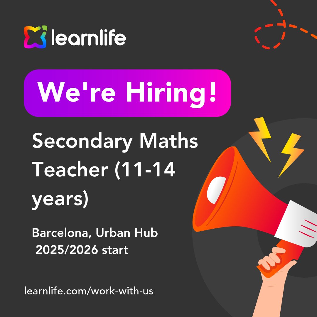 We’re looking for a Secondary Years Maths Teacher to help lead and revolutionise numeracy learning experiences at Learnlife's Urban Hub.

🔗 Learn more and apply: hubs.la/Q03xB-0d0 

#EducationCareers #Jobs #TeachingJobs #MathsTeaching #MathJobs