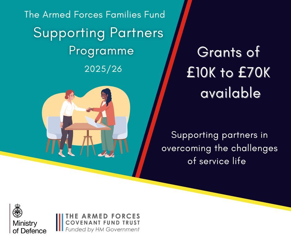 CovenantTrust's tweet image. Final call to apply to the Supporting Partners programme!
Providing solutions & support for partners of serving personnel, including reservists, to reduce the challenges that service life can sometimes present.
.
📌Deadline: 23 July 2025
buff.ly/MLS6xYK