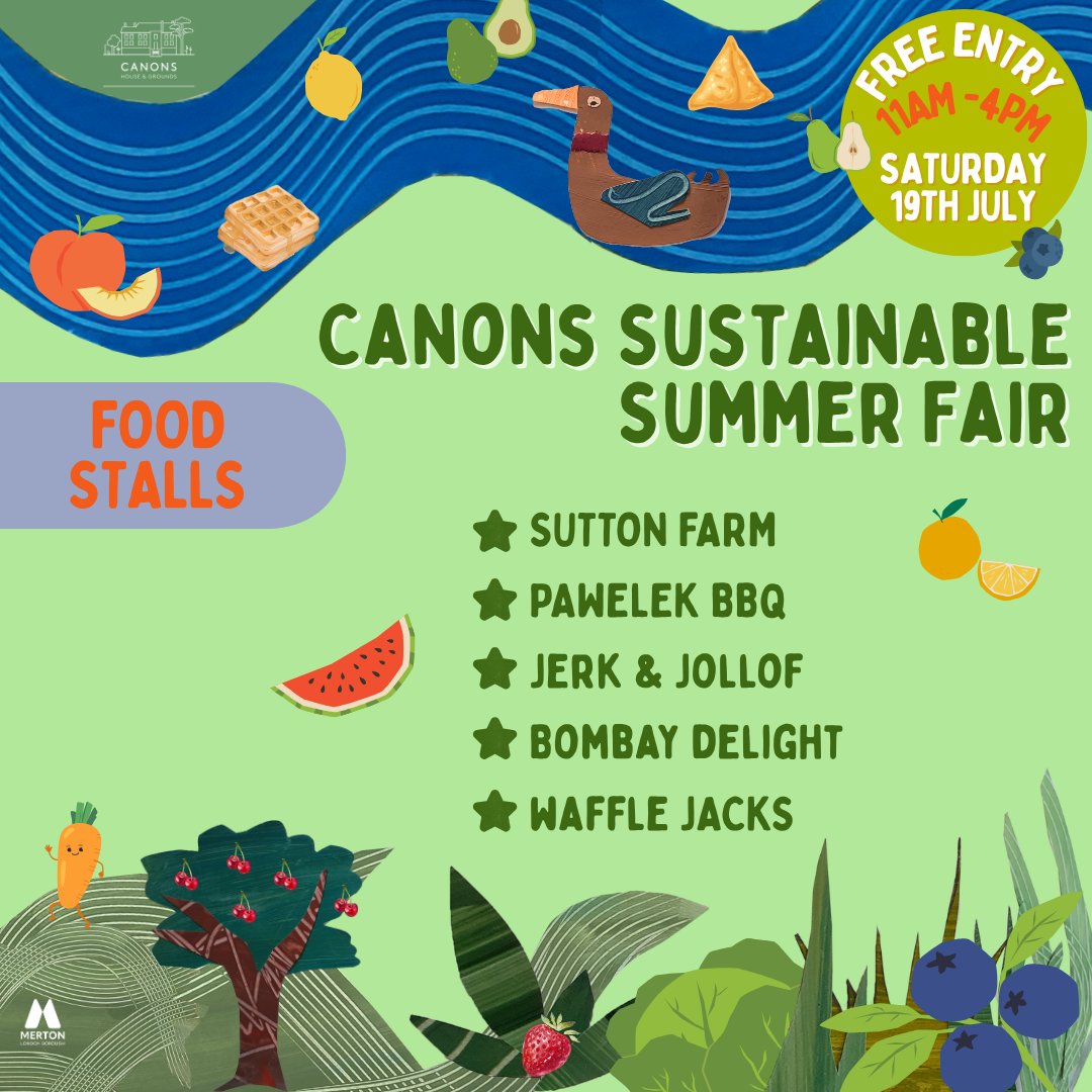 Merton_Council's tweet image. Canons Sustainable Summer Fair is this weekend! Bringing you the full lineup across our stalls and food vendors 👇
🥳 Join us for free on Saturday, 11am-4pm on Canons House's West Lawn in Mitcham, no tickets needed.