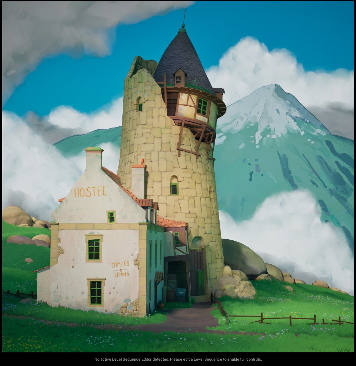 RJducats's tweet image. Not quite done, a fair bit left but I&apos;m feeling good about all the smaller elements coming together. Have been layering cloud planes and making mini-adjustments to textures, lights, and added pink flowers! Would be lovely to animate the clouds to drift slowly  #art #3D #UE5