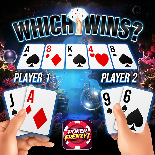 PokerFrenzy's tweet photo. Let's dive into this underwater poker showdown! 🌊
Player 1 has J♠ &amp; A♦, Player 2 has 9♠ &amp; 6♠, and the community cards are A♠, 8♦, K♠, 4♥, 8♠.
Who do you think will emerge victorious in this aquatic poker battle?🤔
#texasholdem #pokeronline #pokerlife #poker #pokerchips https://t.co/ZBlNDcI56x
