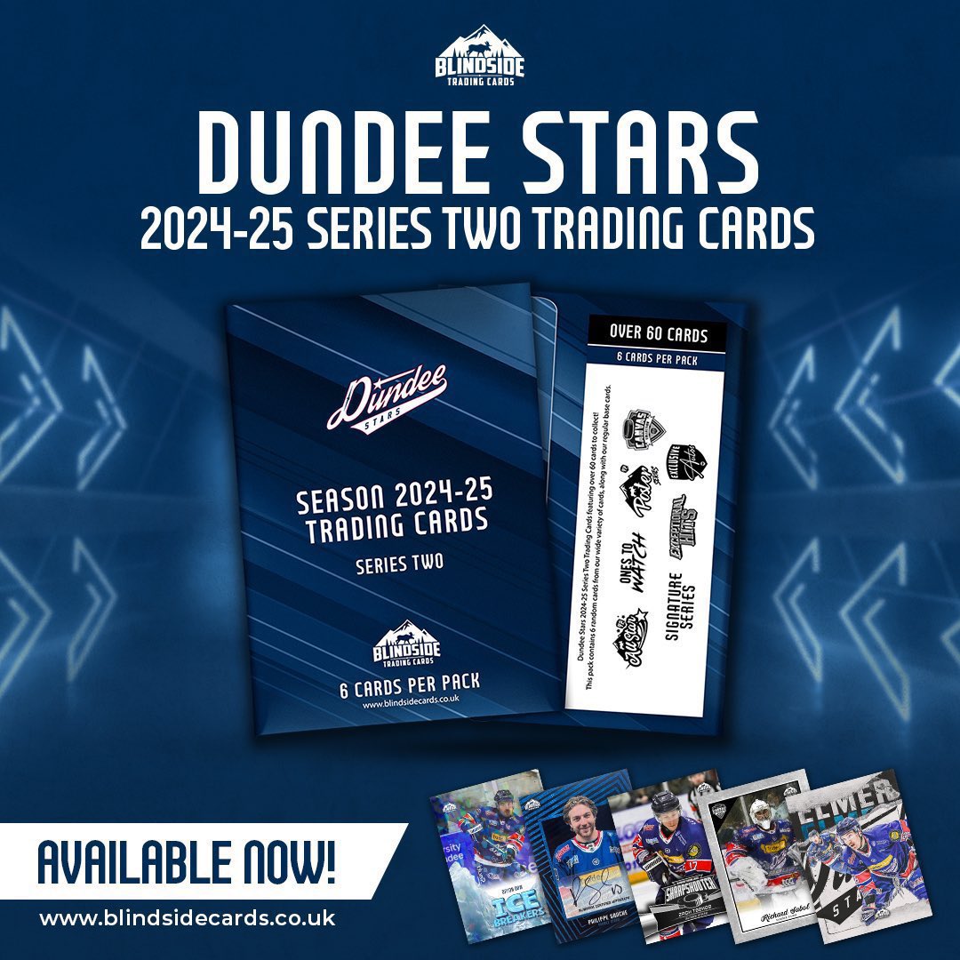 BSTradingCards's tweet image. Stars fans! We have some very good news coming your way soon! 👀👀
Have you got your hands on the latest Stars set?
Stock is running low across the board. Don’t miss out.
Dundee Stars 2024-25 Series Two Trading Cards are available to buy now from our website!
⭐️ -…