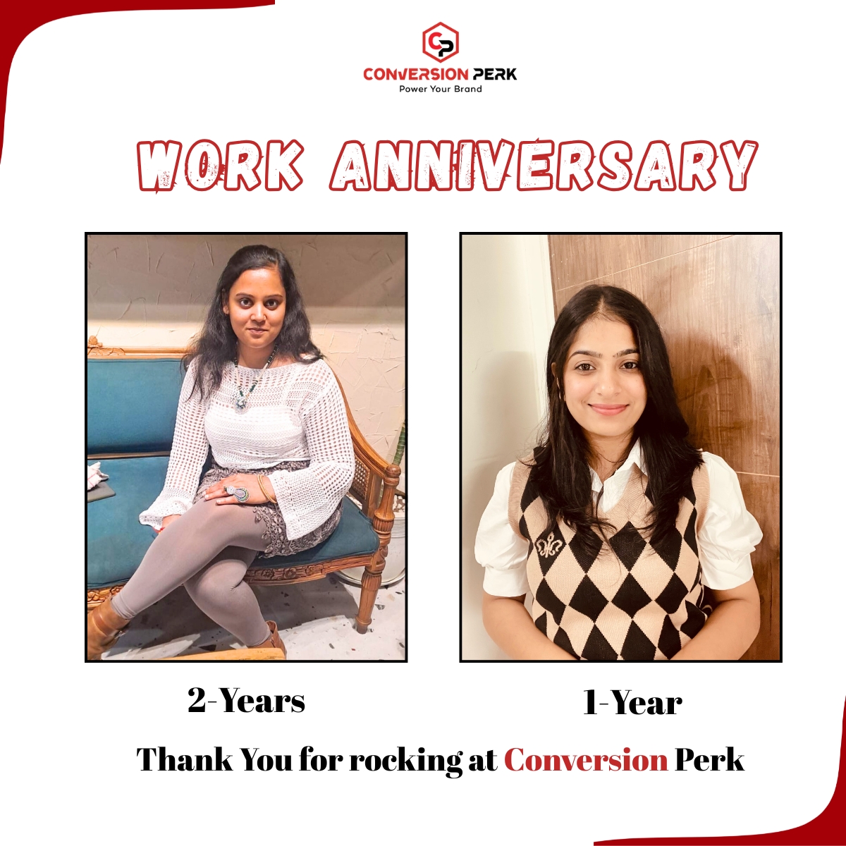 Celebrating Kanika and Sneha's incredible  journey with us! Your dedication and hard work make all the difference. Here's to many more milestones together!

#workanniversary #employeeappreciation #TeamCelebration #workmilestone #1yearanniversary #2yearanniversary #conversionperk