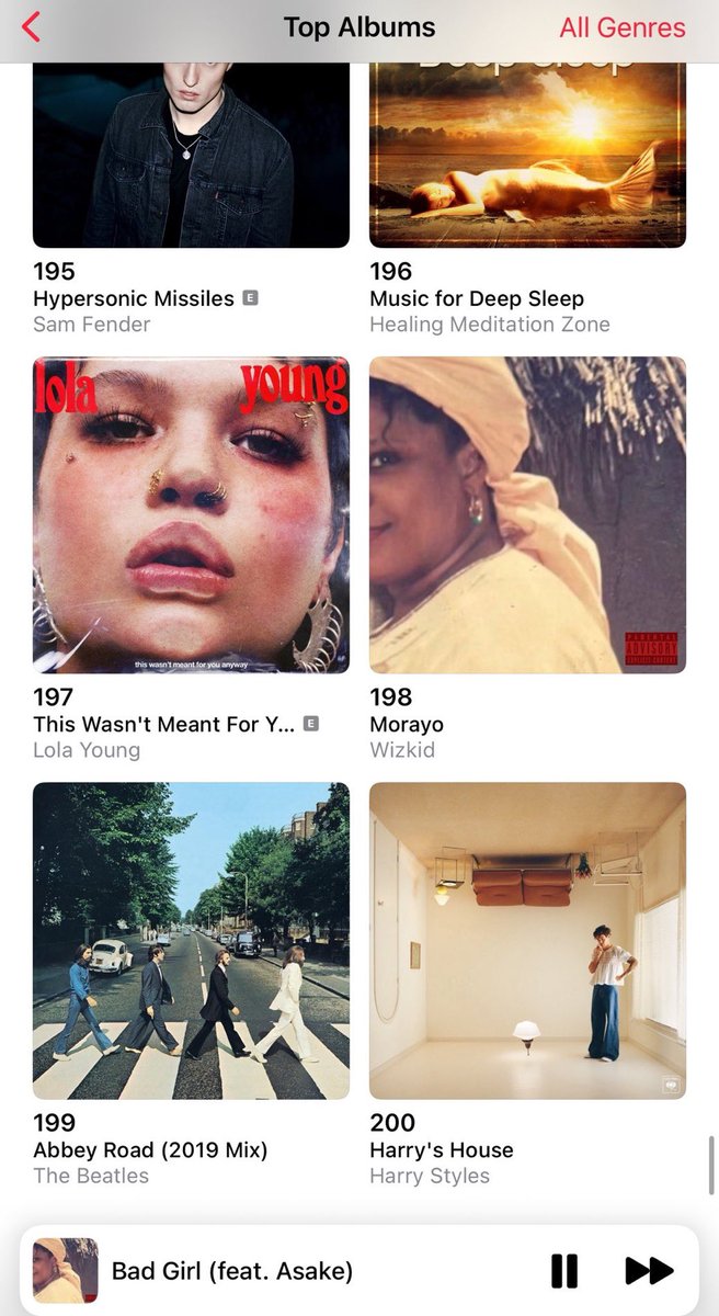 Morayo reenters Apple Music UK at #198 🇬🇧📊