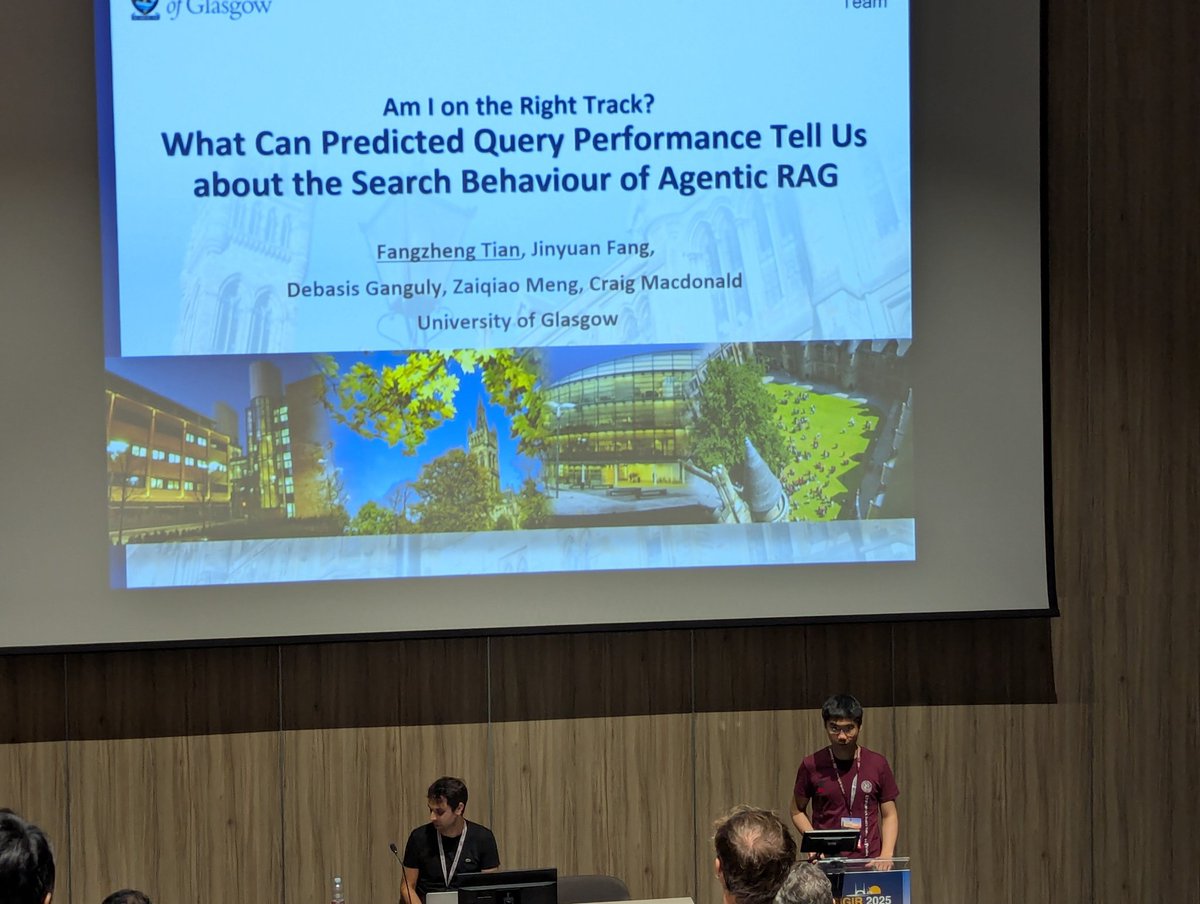 andreas_chari's tweet image. Now time for @ir_glasgow 's @DanielTian97 to present his impeccable QPP work "Am I on the Right Track?" at the IR-RAG Workshop #SIGIR2025 (work w/t @JinyuanF, @debforit, @mengzaiqiao and @craig_macdonald)