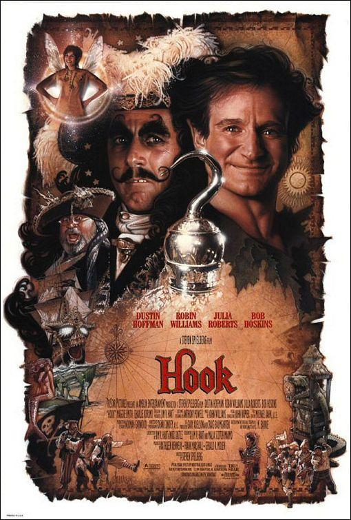 Peter Pan no recuerda que es Peter Pan.
Tiene miedo a volar.
Se casa con la nieta de Wendy.
Garfio tiene pánico al paso del tiempo.
Robin Williams.
Dustin Hoffman.
Julia Roberts.
HOOK ES UNA OBRA MAESTRA.
La película más incomprendida de Spielberg.