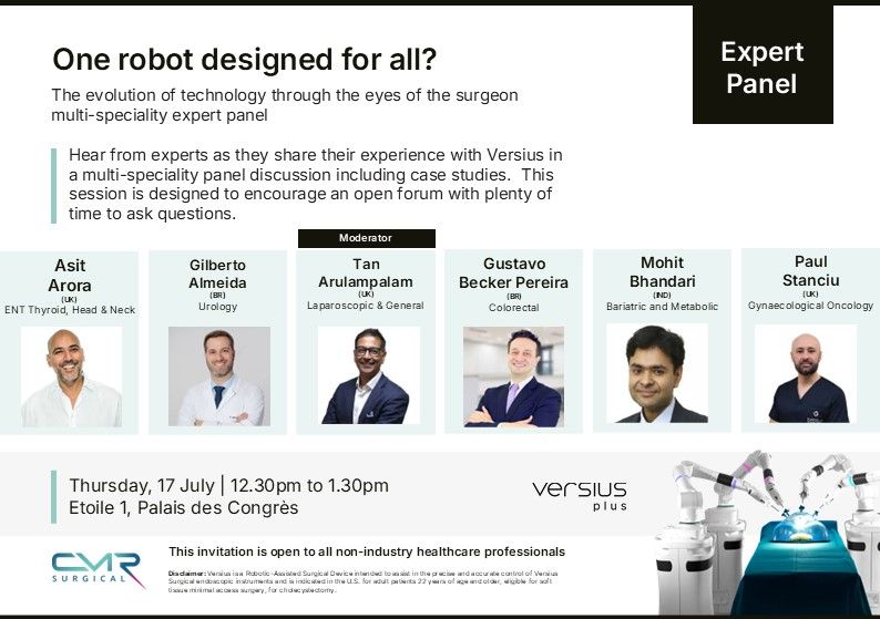 CMR Surgical (@cmrsurgical) on Twitter photo Day two of #SRS2025 is underway!
Join us to hear from a cross-specialty expert panel as they discuss their experiences using #Versius across multiple surgical specialties. Not to be missed! <a href="/socroboticsurg/">Society of Robotic Surgery | SRS</a> #TransformingSurgery Day two of #SRS2025 is underway!
Join us to hear from a cross-specialty expert panel as they discuss their experiences using #Versius across multiple surgical specialties. Not to be missed! <a href="/socroboticsurg/">Society of Robotic Surgery | SRS</a> #TransformingSurgery