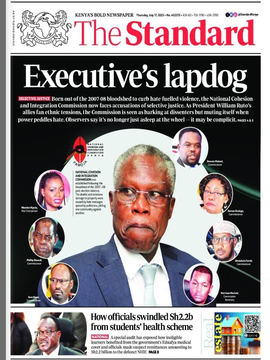 Maskani254's tweet photo. In Today's Papers....
Just how independent is the Judiciary in Kenya?
Given the growing concern among citizens about Executive interference,
Do Kenyans still trust its ability to firmly guard justice without external influence?
#JudiciaryWatch #JusticeForAll https://t.co/S0TNs5r4tv