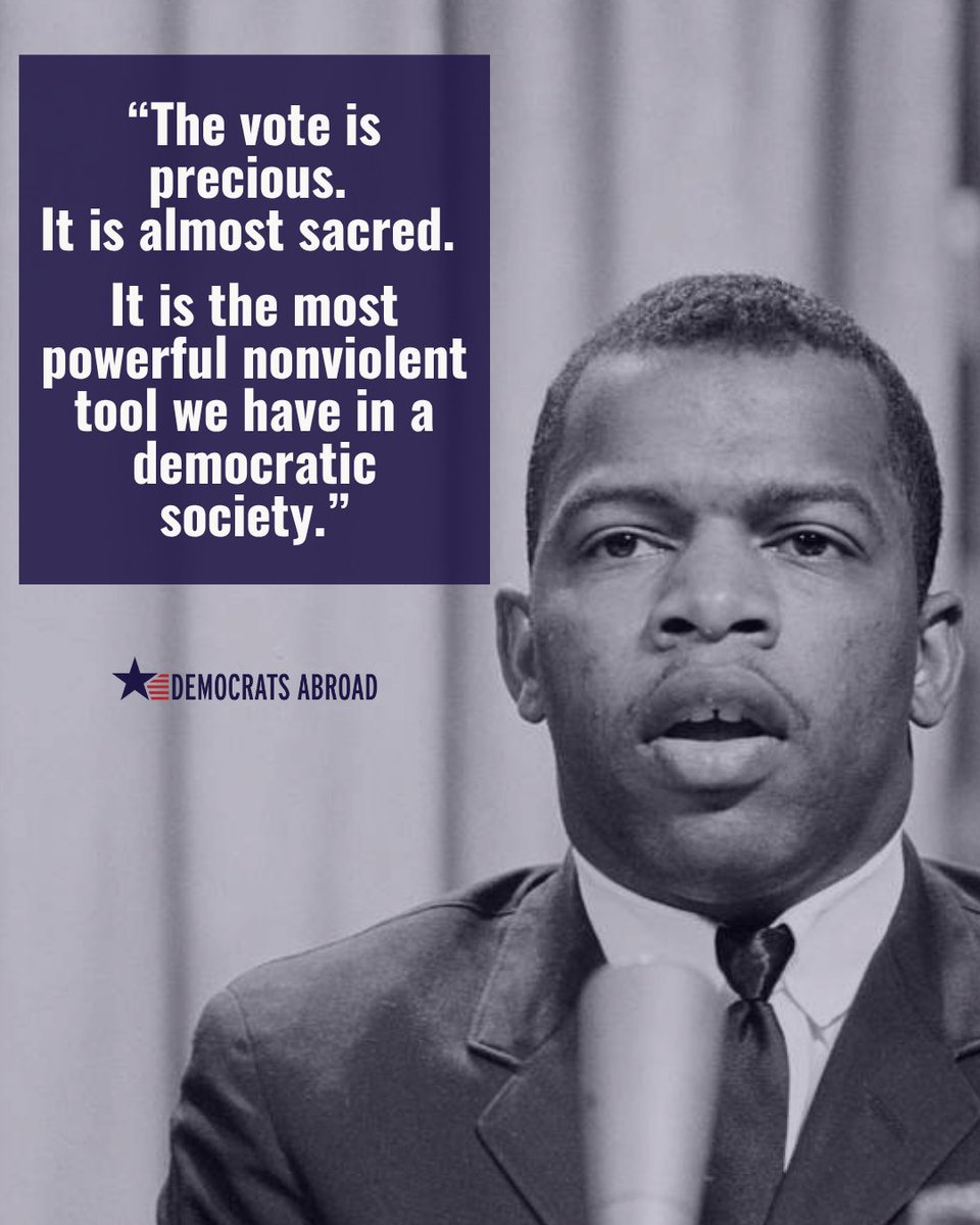 demsabroaduk's tweet image. Freedom was not given. It was fought for – through marches, beatings, and unbreakable courage. Today, those hard-won rights are under attack.
Honor John Lewis’ legacy. Protect your power. Vote. 🗳️
🌍 If you’re an American abroad, request your ballot at VoteFromAbroad.org