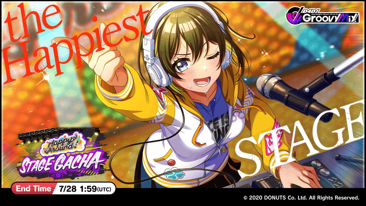 D4DJ_game_EN's tweet image. 🎆EVENT GACHA🎆
The Happy Around! STAGE GACHA is now open!
Share the FLYER and get a reward!
📆Gacha Period:
Jul. 16 2:00 AM~Jul. 28 1:59 AM UTC
#D4DJ #GroovyMix