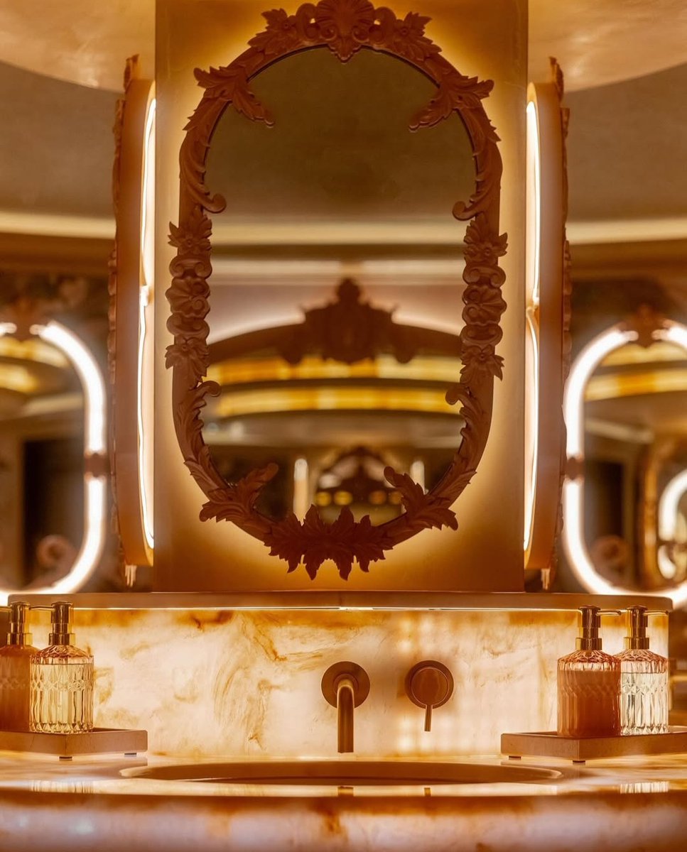 Our handcrafted Autumn Onyx marble adds a quiet elegance to this bespoke washroom mirror. Backlit. Waterproof. Made to last.

#HospitalityDesign #CulturedMarble #MadeInUK #InteriorDesign 
 #SustainableDesign #BarAndHotelInteriors #CommercialDesign #ArchitecturalMaterials