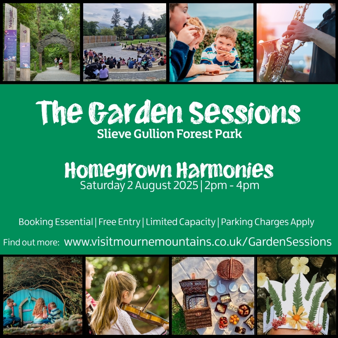 🎻 The Garden Sessions: Homegrown Harmonies – Traditional Arts Partnership &amp; The Yew Tree Ukes
📅 Saturday 2 August | 2pm–4pm | Slieve Gullion Forest Park
🎟️ Tickets go live Monday 21 July at 12noon! Spaces are limited
📲visitmournemountains.co.uk/whats-on/garde…