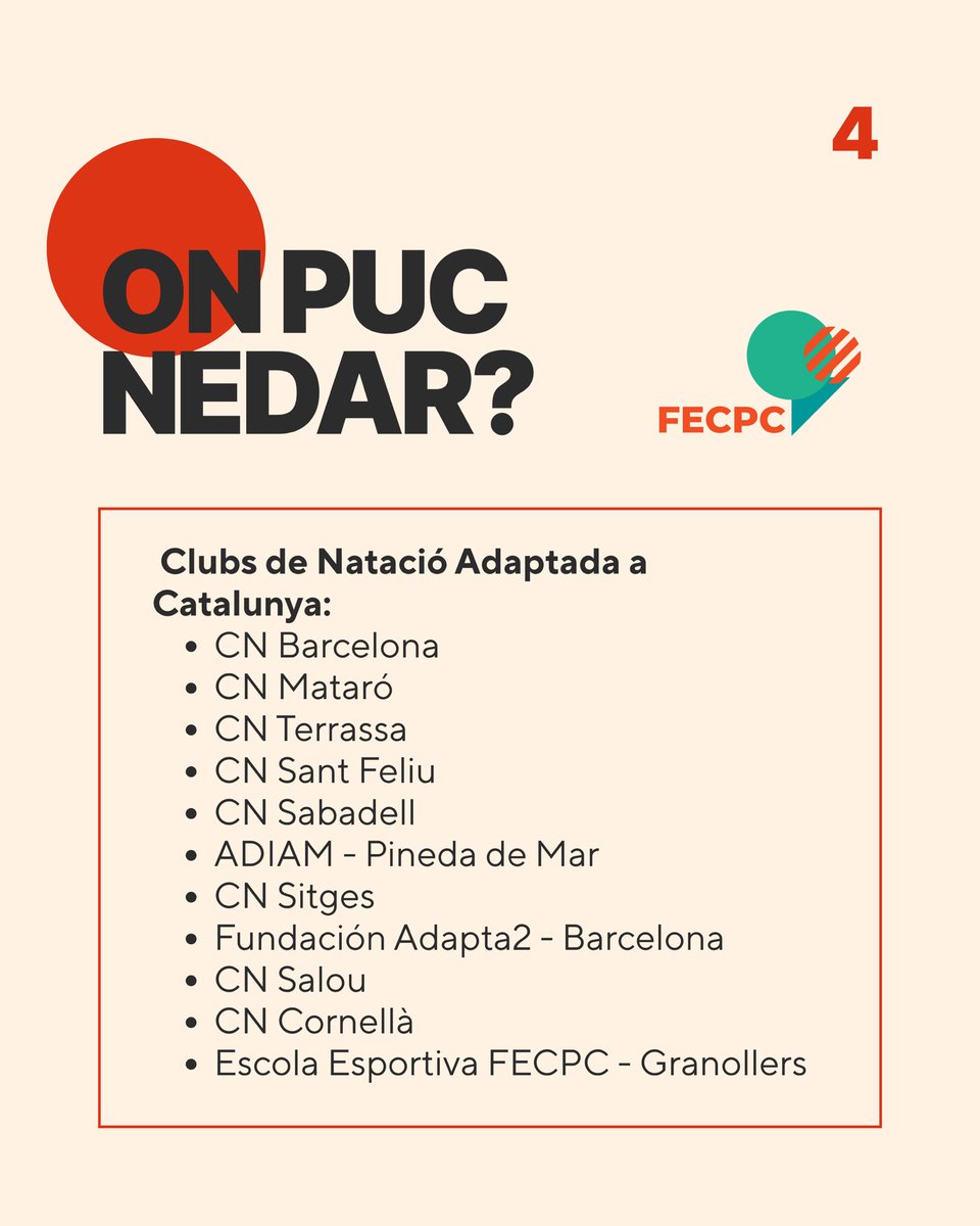 FECPC's tweet photo. 📍 Vine a provar al teu club més proper!

#paraswimming #natació #esportadaptat #lesiócerebral #fecpc https://t.co/PjaS5TkVPO