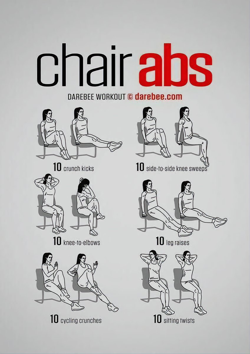 FitSculptor's tweet image. Chair Abs Workout Plan💯💫