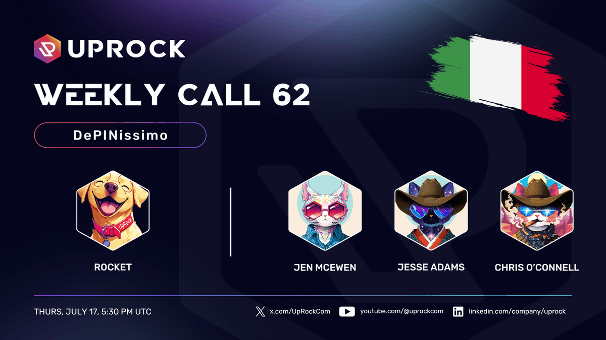 UpRockCom's tweet image. Weekly Call 62: DePIN at Scale, Revenue Flows
Today at 5:30 PM UTC
We’re zooming in on the 💰 this week. Here’s what’s on deck:
🔹 Syndica’s Solana DePIN Report – what it means for the ecosystem
🔹 Real Devices. Real Data. Real Revenue. – UpRock’s B2B flywheel
🔹 New Article by…
