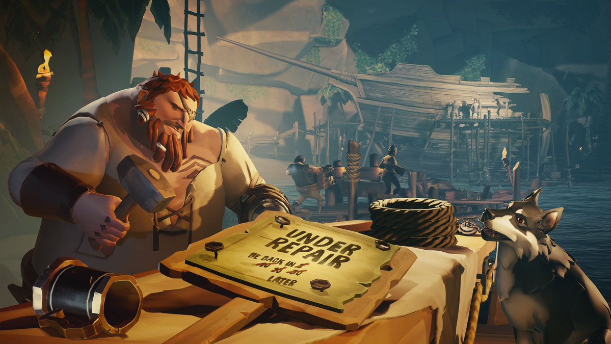 SeaOfThieves's tweet image. The Sea of Thieves servers are now offline for the third update of Season 16, delivering a quieter Devil's Roar, the Followers of the Flame Voyage and more! Please note that there will be an update to download before you can set sail.