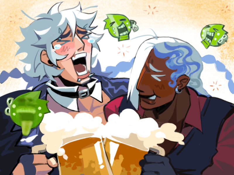qromeju's tweet image. attack for @_Lemon1034 (L) and @FischboneArt (R)
gg ocs are so awesome :-J #artfight2025