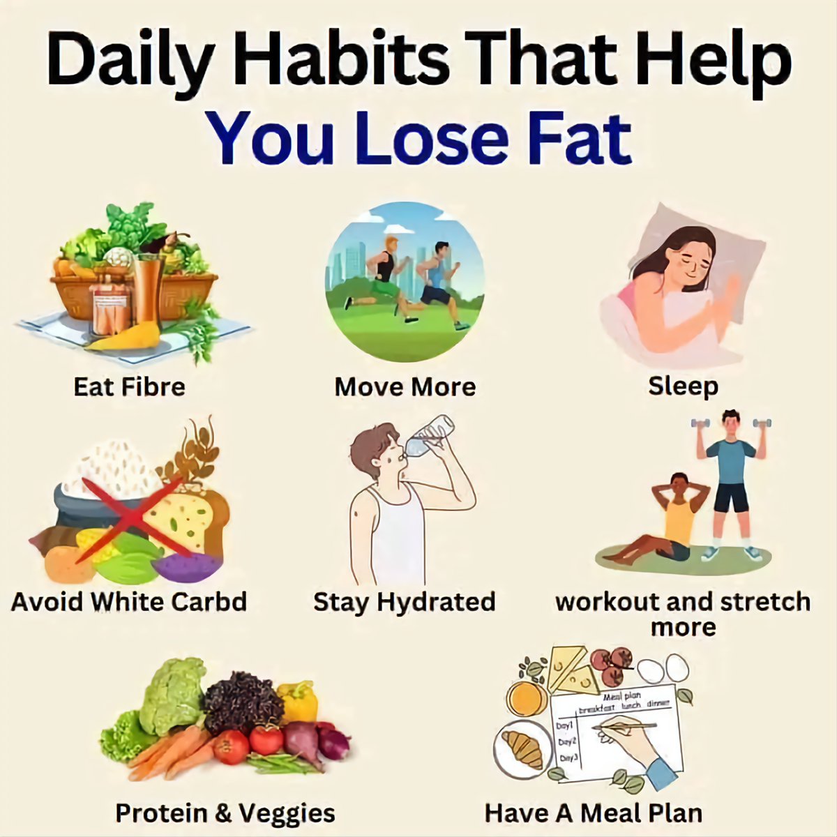 FitSculptor's tweet image. Habits That Help You Lose Weight💯⚡️