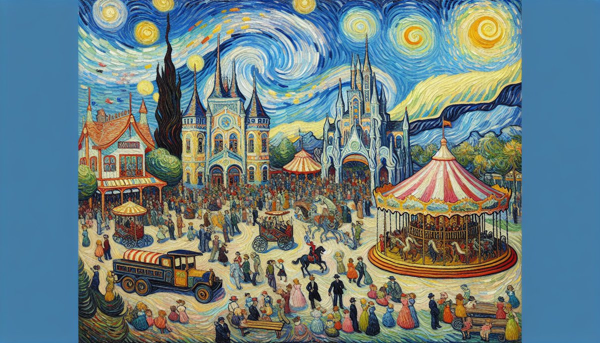 Opening of Disneyland in Anaheim, California on July 17, 1955 
#Disneyland #ThemePark #VanGoghStyle #OnThisDay