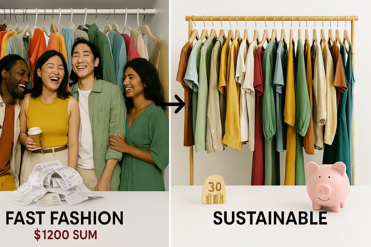 sustylish's tweet photo. "Fast fashion vs sustainable wardrobe: 1 year, same budget ↓ Save $1,200+ annually while reducing textile waste. Guide: https://t.co/VN5imqyWPP"

#ClimateAction #SustainableFashion #WearableChange #CircularEconomy https://t.co/0kBppIWvJ1