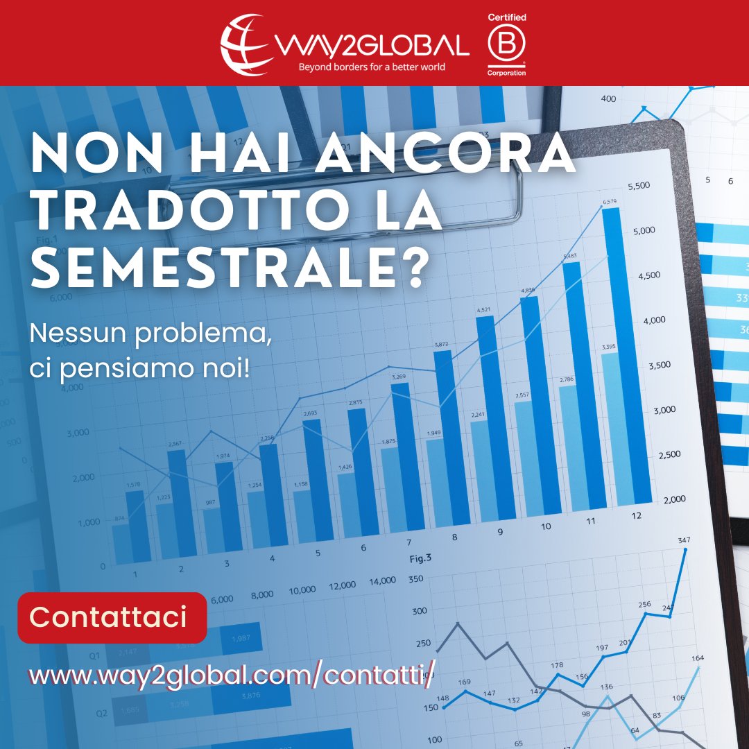 way2global's tweet image. #Semestrale pronta per i mercati globali?

300+ semestrali tradotte
30 anni di esperienza
3 certificazioni ISO
Zero stress per te

Way2Global = la tua sicurezza per comunicazioni finanziarie impeccabili all'estero.

Contattaci: way2global.com/contatti/

#FinancialTranslation