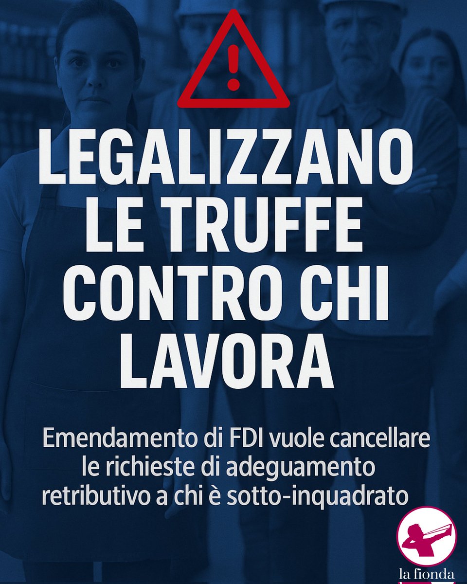 RivistaLaFionda's tweet image. 𝗔𝗟𝗟𝗔𝗥𝗠𝗘 𝗥𝗢𝗦𝗦𝗢 𝗽𝗲𝗿 𝗶 𝗹𝗮𝘃𝗼𝗿𝗮𝘁𝗼𝗿𝗶!
In Parlamento stanno cercando di legalizzare (nuove) truffe contro chi lavora.
Sì, hai letto bene.
Un emendamento proposto da Fratelli d’Italia al Senato rischia di cambiare tutto:
👉 Se approvato, chi viene pagato meno…