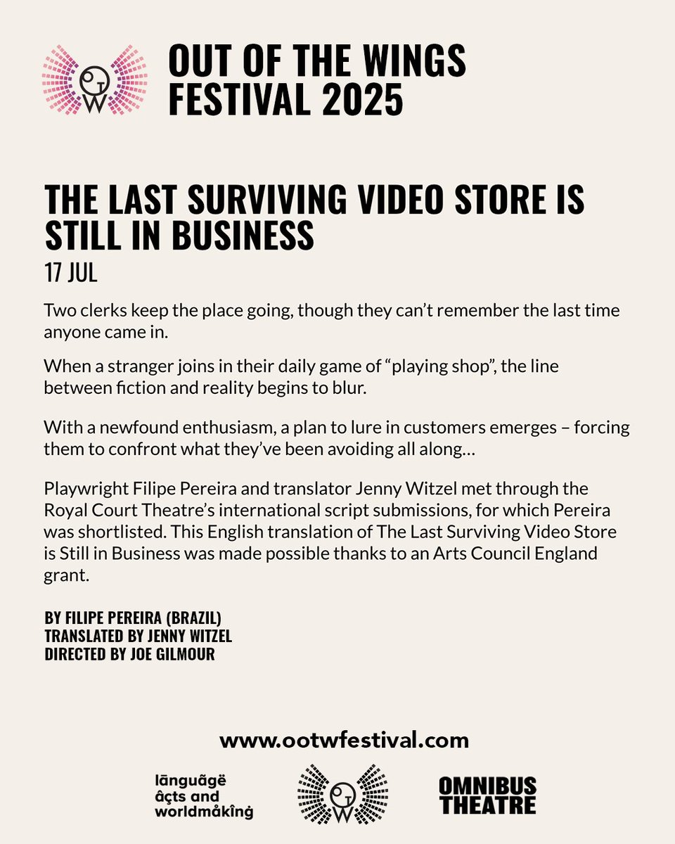 Video holds out against the apocalypse!

The <a href="/Outofthewings/">Out of the Wings</a> festival continues tonight at @omnibustheatre with a translation begun at the <a href="/royalcourt/">Royal Court</a> Intro to Translation group. I'm chairing a post-show with director Joe Gilmour, translator Jenny Witzel. omnibus-clapham.org/out-of-the-win…