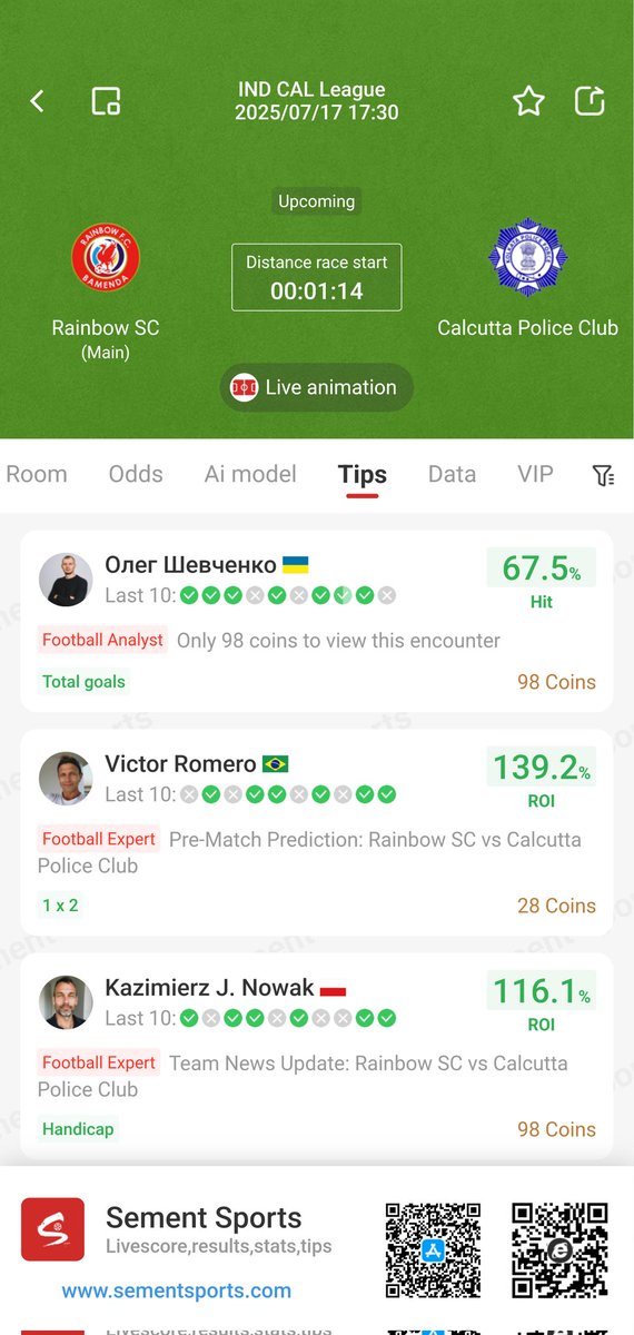 RoreerSports's tweet photo. #footballtips

💥2025-07-17 17:30:00

⚽Indian Calcutta Football League

🤸Rainbow SC vs Calcutta Police Club

👀From my point of view, the home team will never lose. https://t.co/G6NCouFhXn