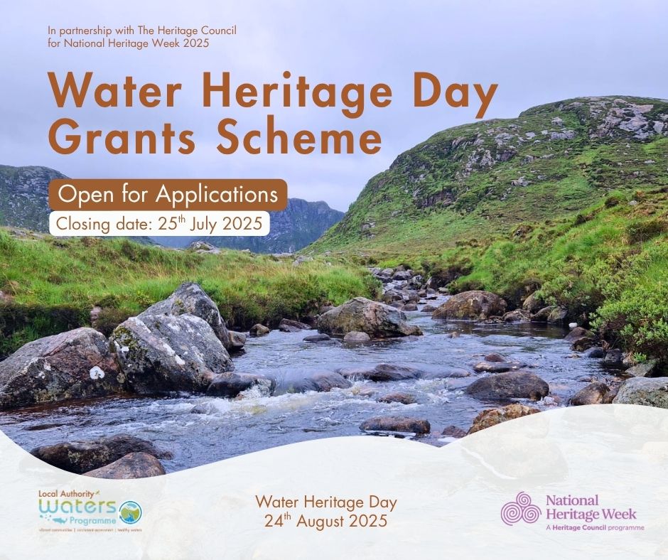 WatersProgramme's tweet image. 🚨 Apply now for a #WaterHeritageDay Grant from LAWPRO! 🌊
💧 €30,000 in funding available for community groups hosting water-related events during @HeritageWeek, in partnership with @HeritageHubIRE.
📅 Deadline: 4pm, 25th July
Find out more: bit.ly/44o2DC3