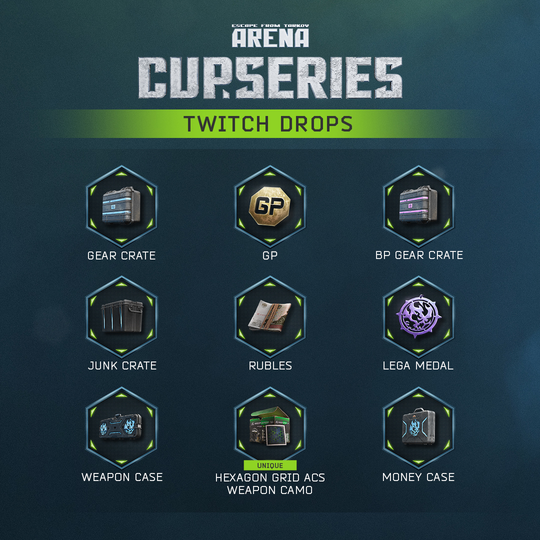 日本時間18日の25時からアリーナのツイッチドロップスあります。 画像にある通りルーブルやGPコイン等、ハードコア環境だとかなりのバフ貰えるのでおすすめです。  アリーナ未所持でも、今日解放されたRefのタスク報酬でフリープレイが可能なので、その時に報酬を受け取れ ...