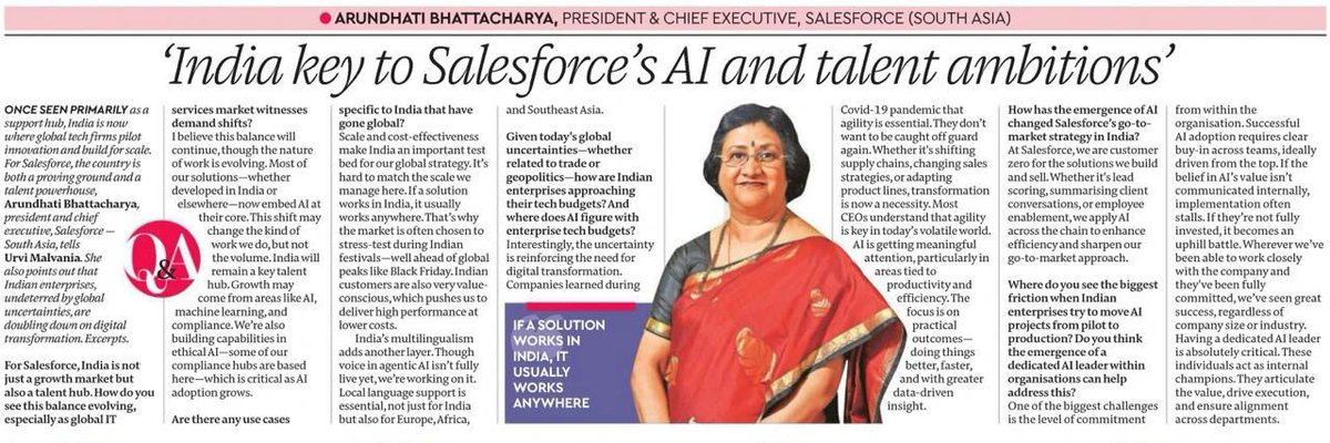 Gaurav Kheterpal (@gauravkheterpal) on Twitter photo It's NOT just Silicon Valley. The AI revolution is also very much happening in India🇮🇳
👉 India is key to Salesforce’s AI and talent ambition.
Having been part of the <a href="/salesforce/">Salesforce</a> ecosystem in India for 18+ years, I’ve seen this journey unfold — from our early days of explaining It's NOT just Silicon Valley. The AI revolution is also very much happening in India🇮🇳
👉 India is key to Salesforce’s AI and talent ambition.
Having been part of the <a href="/salesforce/">Salesforce</a> ecosystem in India for 18+ years, I’ve seen this journey unfold — from our early days of explaining