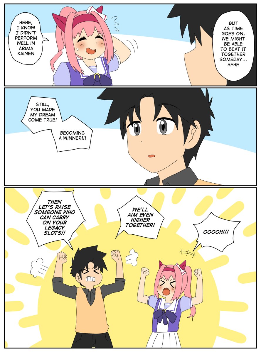 Haru Urara comforting her Trainer after losing to recent banner.

I love her positive energy.