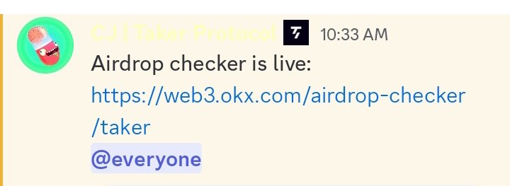 BREAKING: $TAKER airdrop allocation is now LIVE! 

Check your OKX wallet via <a href="/TakerProtocol/">Taker</a> to see if you qualified.