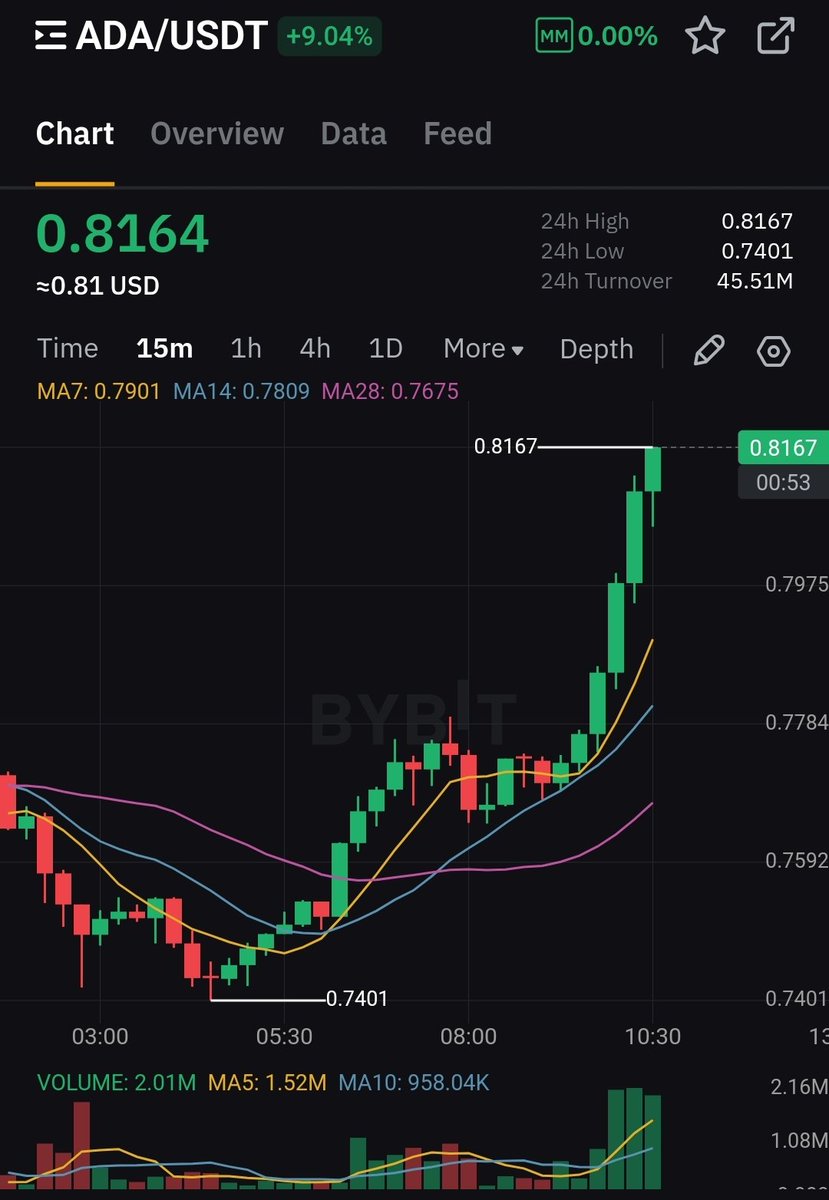 Mintern (@minswapintern) on Twitter photo Cardano $ADA is breaking out right now Cardano $ADA is breaking out right now