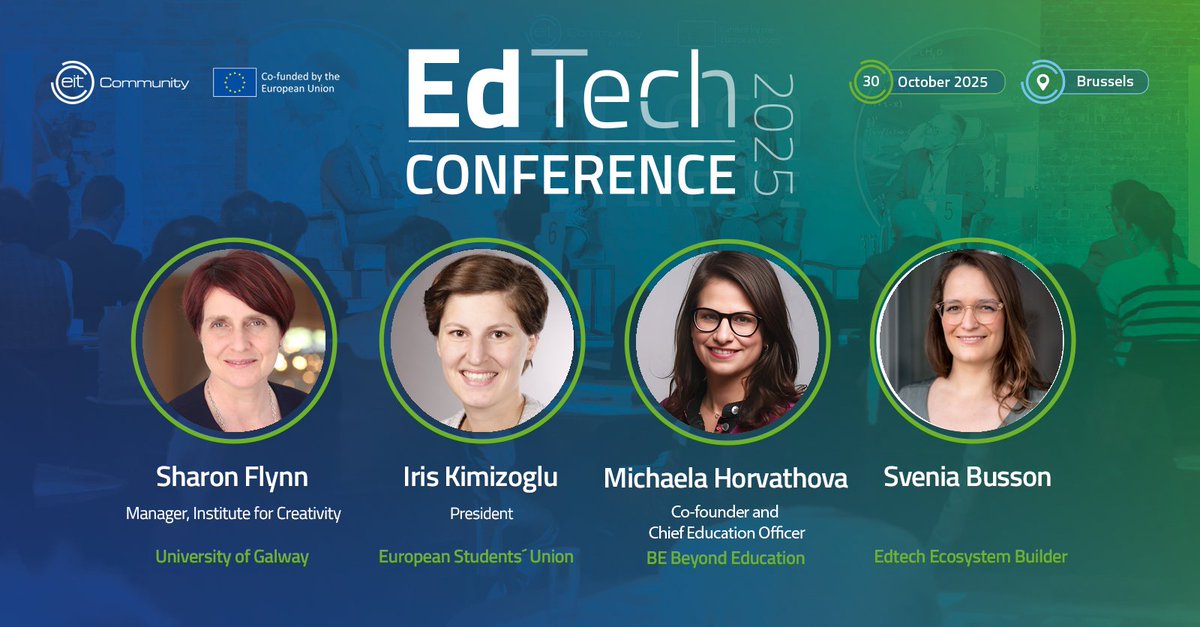 EITUrbanMob's tweet image. 🚀 Speakers reveal!
Our #EITEdTech2025 panel “Equipping Learners for the Future” will explore how tech can boost skills & digital literacy across Europe.
🧠 Join the conversation this October
eitedtechconference.eu