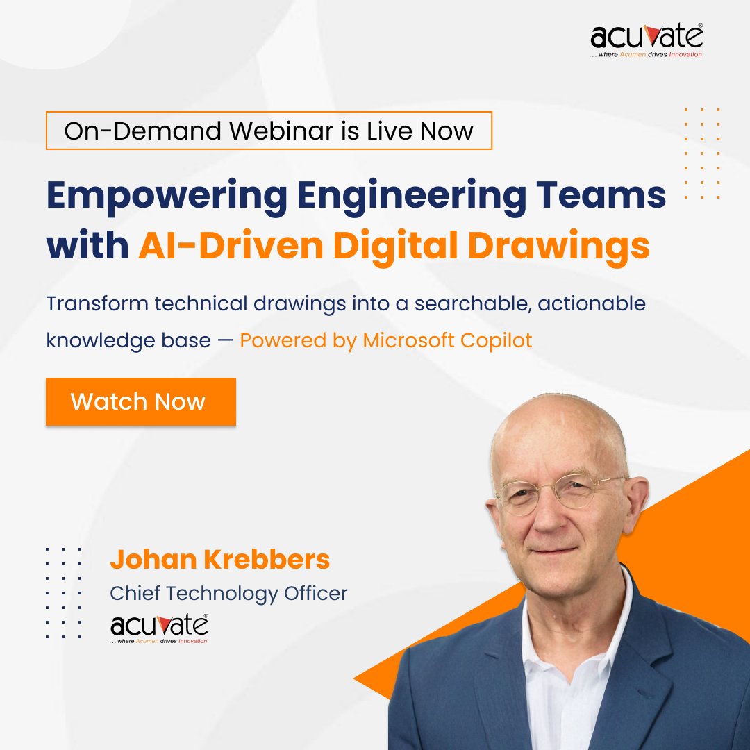Hear from Johan as he explores on #DiagramIQ — Acuvate’s AI-powered accelerator that turns complex engineering documents into searchable, connected, and #Copilot-ready assets with Live Demos.

🎬 hubs.li/Q03xChk00

#EngineeringInnovation #DigitalTwin #AI #MicrosoftFabric